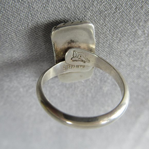 Scrimshaw Tall Ship Sterling Silver Setting Size 6 - Picture 7 of 9